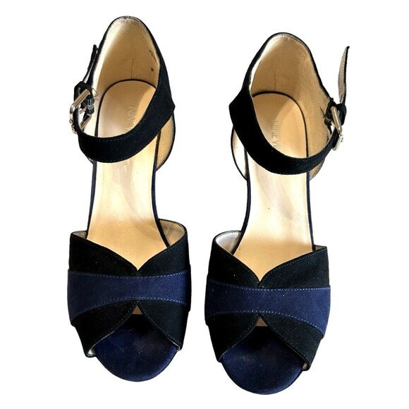 Nine West Black and Blue Platform Wedges - Picture 4 of 11